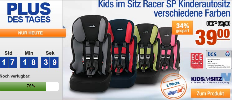 Plus des Tages Kindersitz - tolle Ersparnis