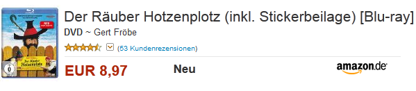 Blu-ray Schnäppchen für Kinder Der Räuber Hotzenplotz mit Stickern