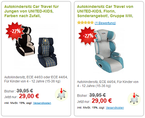Autokindersitz billig bei United Kids bestellen
