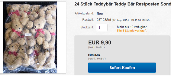 Teddybären aus Insolvenz