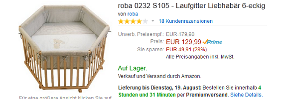 Laufgitter reduziert bei amazon