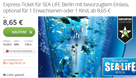 SeaLife billiger mit ExpressKarte Rabatt