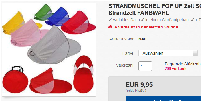 Strandmuschel billig im ebay-Deal