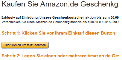 Gutschein geschenkt von Amazon