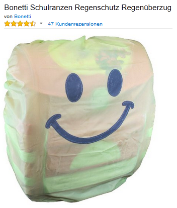 Schulranzenüberzug & Regenschutz von Bonetti mit Smiley