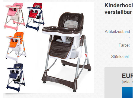 Kinderhochstuhl, Babystuhl, Essstuhl günstig bei ebay