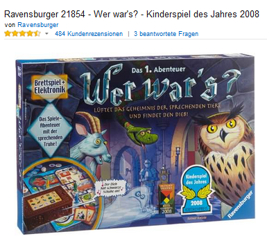 Kinderspiel Wer war's reduziert bei Amazon