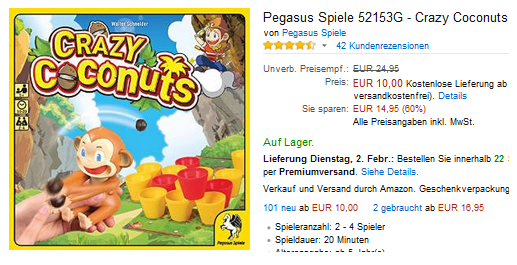 Kinderspiel Crazy Coconuts billig