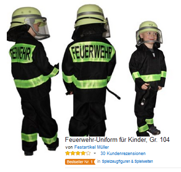 Kostüm & Verkleidung Feuerwehr-Uniform für Kinder