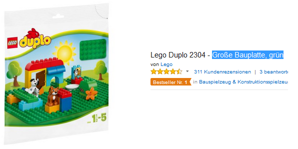 LEGO Duplo reduziert: grüne, große Bauplatte 