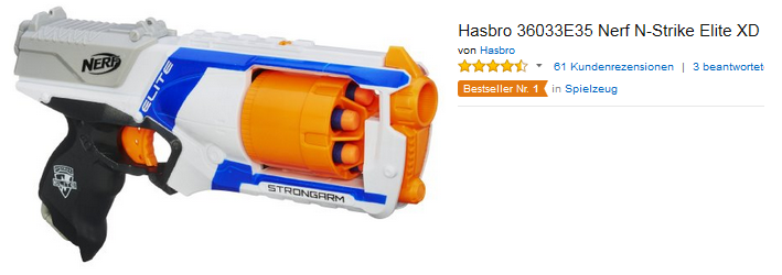billig, reduziert: Nerf Blaster N-Strike Elite XD Strongarm