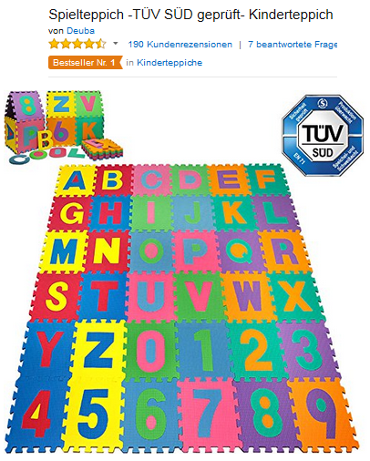 bunter Kinderteppich & Spielteppich aus Schaumstoff