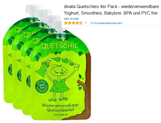 divata Quetschies 4er Pack - wiederverwendbare Quetschbeutel