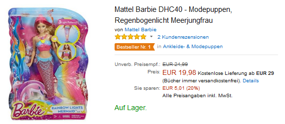 Regenbogenlicht Meerjungfrau-Puppe von Barbie