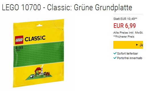 grüne LEGO-Grundplatte 25 x 25 cm reduziert