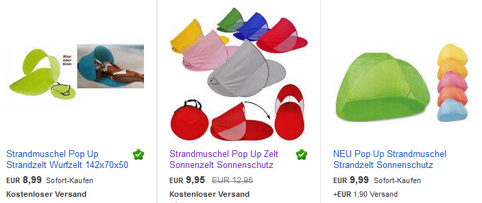 Pop Up Strandmuschel billig bei ebay