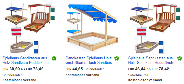 Sandkasten oder Spielhaus mit Dach & Sonnenschutz