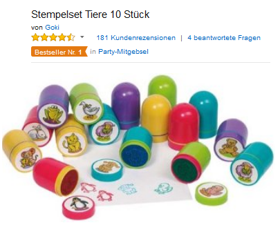 10 Stempel mit Tieren für 6,50 Euro mit Versand bei Amazon