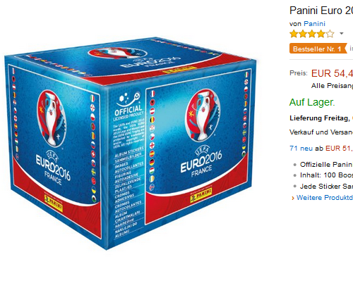 Display mit Panini EM-Sticker