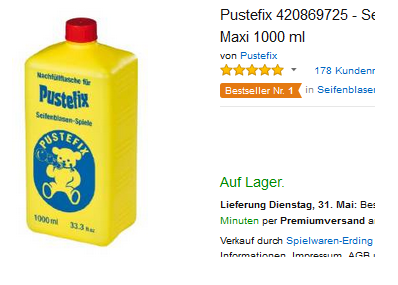 Pustefix Nachfüllflasche 1 Liter für Seifenblasen