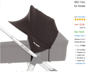 14,99€ mit Versand Sonnensegel für Kinderwagen von ABCDesign