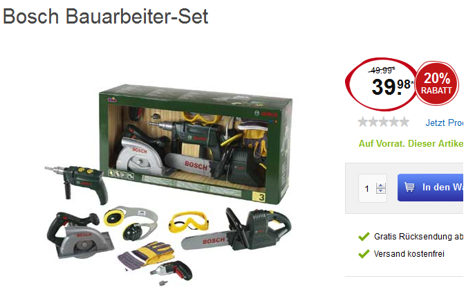 Bauarbeiter-Spielzeug-Set von Bosch