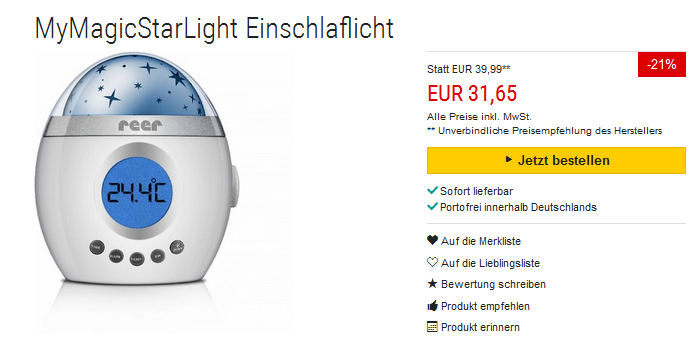 MyMagicStarLight Einschlaflicht von reer