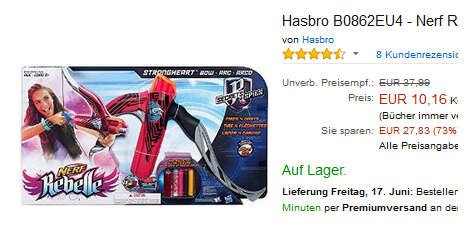 Nerf Rebelle Strongheart billig & reduziert