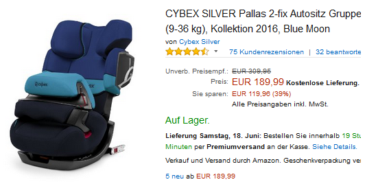 Pallas Kinderautositz von Cybex Silver