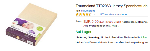 Spannbetttuch von Träumeland billig bestellen