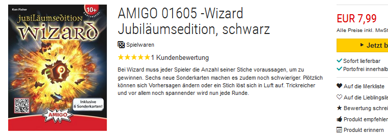 Wizard Sonderedition Jubiliäumsedition versandkostenfrei