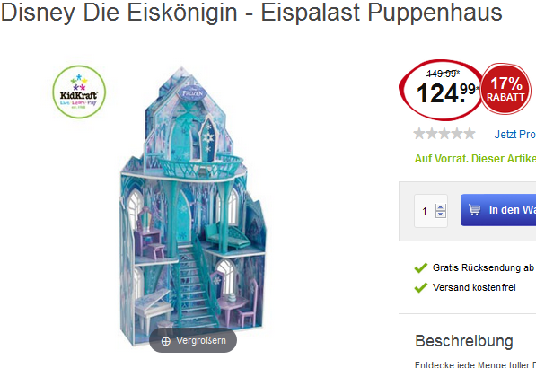 Eiskönigin-Puppenhaus Eispalast reduziert
