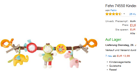 Kinderwagenkette Safari von Fehn reduziert bei Amazon