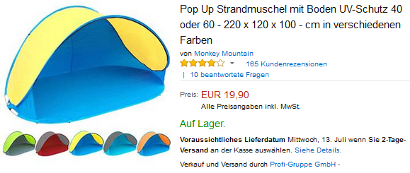 Pop-Up-Strandmuschel und Schwimmbadzelt