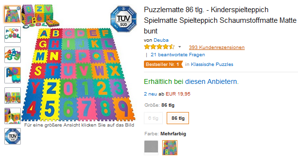 Puzzlematte und Spielteppich billig bestellen