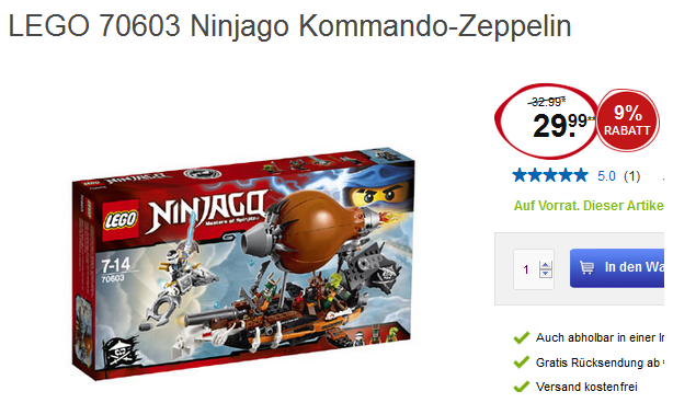 Kommando-Zeppelin von LEGO Ninja reduziert, versandkostenfrei