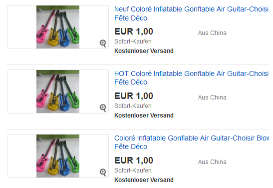 Luftgitarre zum Aufblasen: 1 Euro mit Versand
