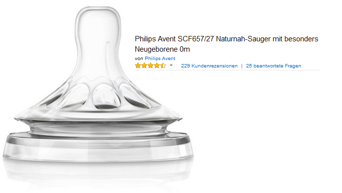 Philips Avent Naturnah-Sauger in verschiedenen Größen billig bei Amazon