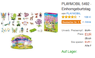 Einhorngeburtstag Feenland Adventskalender von playmobil billig