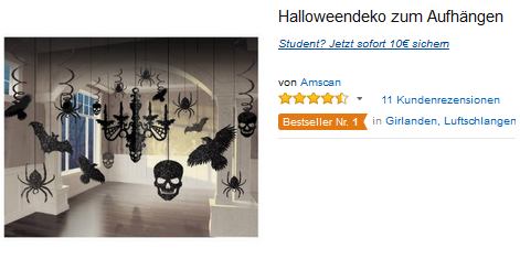 Dekoration für Halloween-Party - billig bei Amazon