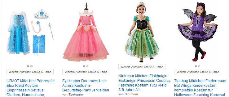 Prinzessinnen-Kostüme für Mädchen: niedliche Kinder-Verkleidungen bei Amazon