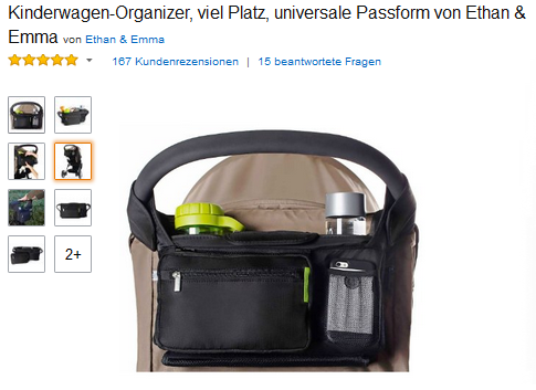 großzügiger Kinderwagen-Organizer von Ethan & Emma