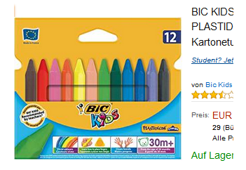 12er-Pack Wachsmalstifte von BIC Kids billig bei Amazon - nur 3,46 Euro
