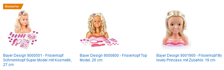 Frisierköpfe von Bayer reduziert bei Amazon