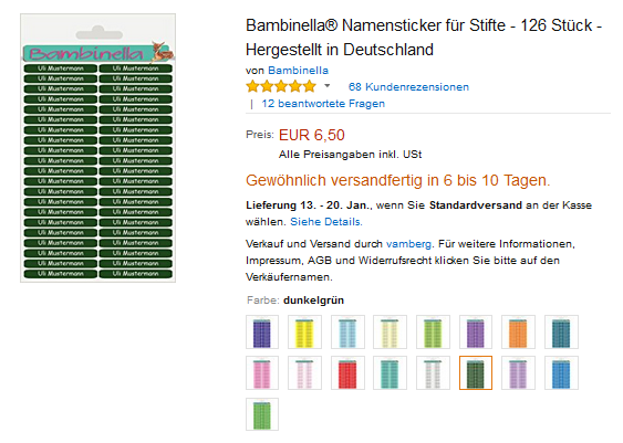 Bambinella Namenssticker für Kinder & Familien