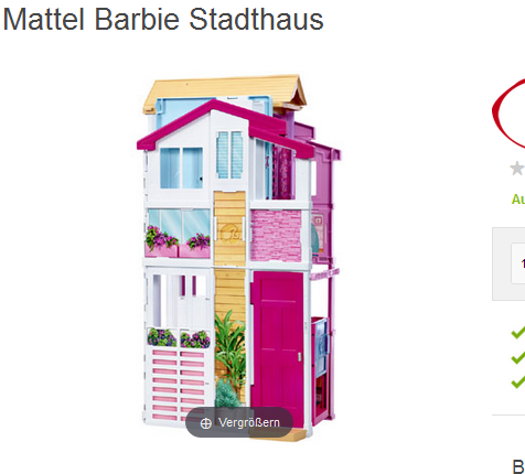 Stadthaus von Barbie, Puppenhaus stark reduziert, intertoys.de Screenshot