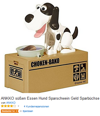 Spardose Hund der Geld klaut