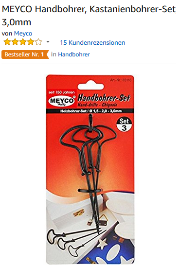 Handbohrer-Set für Kastanien von Meyco