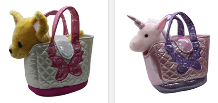 Tasche mit Plüsch-Chihuahua oder Kuschel-Einhorn