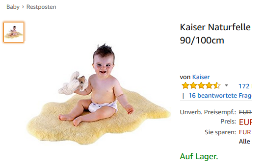 Kaiser Fell für Babys Restposten bei Amazon